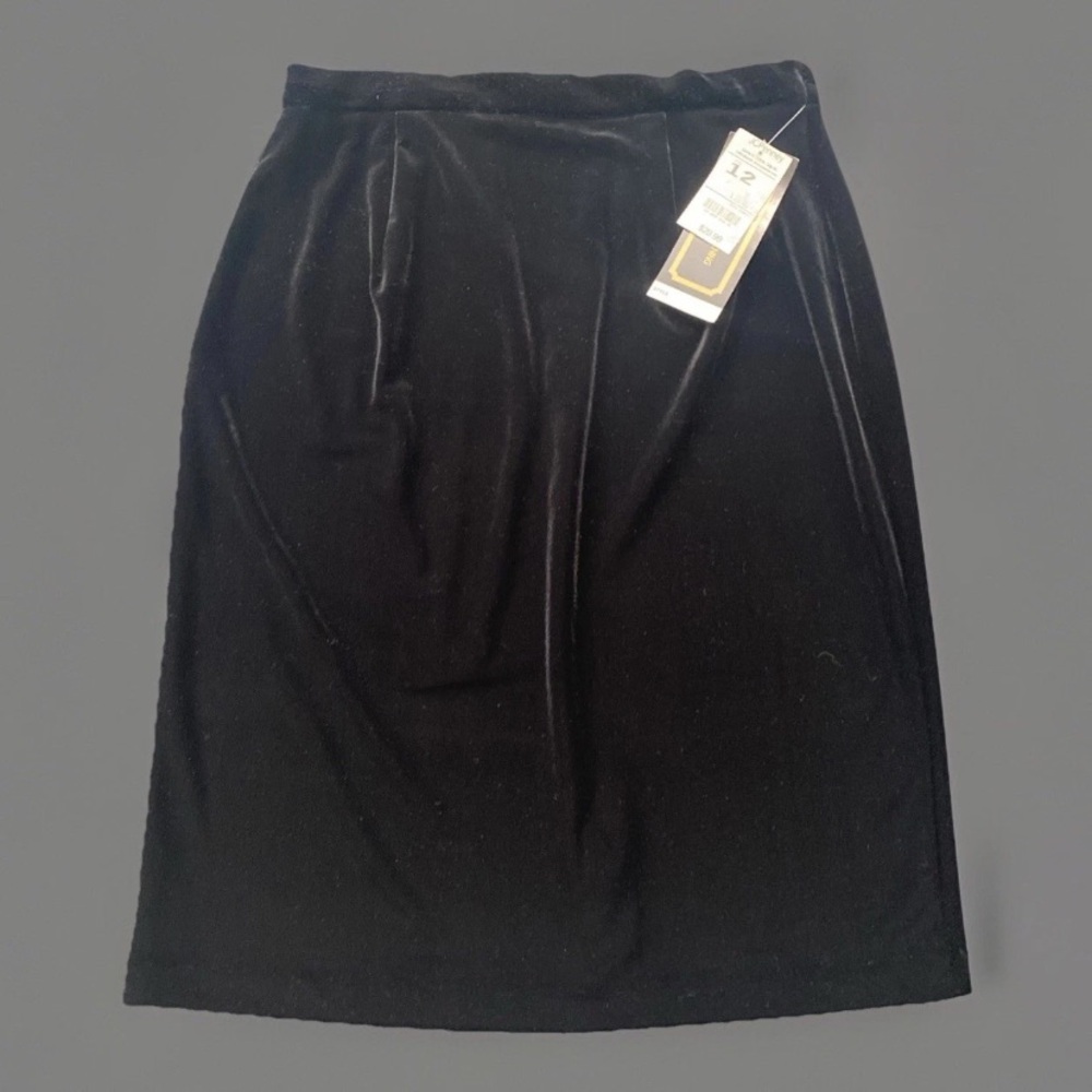 NWT  R&K evening black velvet skirt size 12 Pencil Zipper Back Slit Party Formal